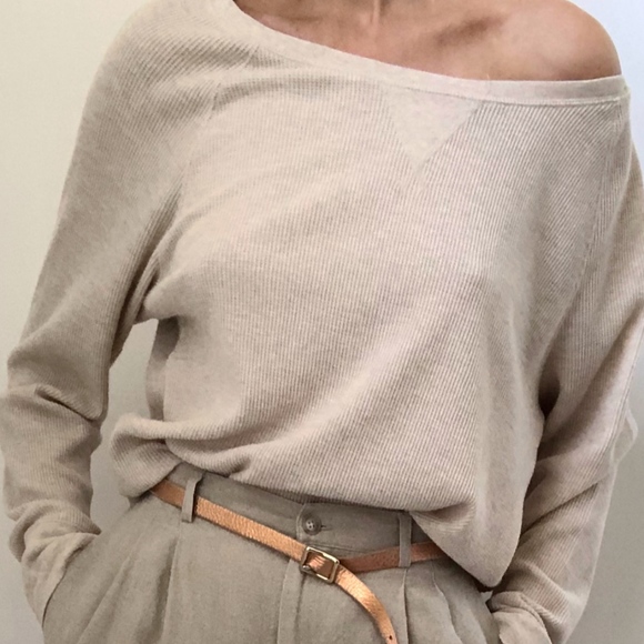 Vintage Tops - VINTAGE/ sand thermal pullover